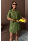Gömlek Şort Etek Viscon Keten Takım 10162