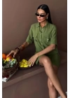 Gömlek Şort Etek Viscon Keten Takım 10162