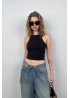 Halter Yaka Kolsuz Bluz
