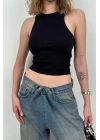 Halter Yaka Kolsuz Bluz