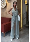 Halter Yaka Yelekli Modal Takım 10144