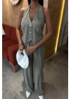 Halter Yaka Yelekli Modal Takım 10144