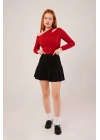 İçi Şortlu Siyah Mini Etek
