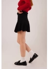 İçi Şortlu Siyah Mini Etek