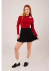 İçi Şortlu Siyah Mini Etek