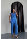 JAKAR KUMAŞ YELEK - PANTOLON TAKIM - Mavi