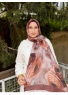 Kadın Acı Kahve Büyük Gül Floral Çiçek Desenli Bambu Dokuma Soft Yumuşak Şal