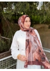 Kadın Acı Kahve Büyük Gül Floral Çiçek Desenli Bambu Dokuma Soft Yumuşak Şal