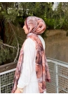 Kadın Acı Kahve Büyük Gül Floral Çiçek Desenli Bambu Dokuma Soft Yumuşak Şal