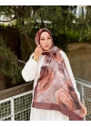 Kadın Acı Kahve Büyük Gül Floral Çiçek Desenli Bambu Dokuma Soft Yumuşak Şal