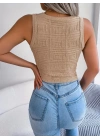 Kadın Askılı Bisiklet Yaka Güpüs Dekolteli Triko Crop Bluz