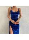 bysoca Kadın Günlük 1586 Saten Etek - Saks - Saks