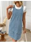 bysoca Kadın Günlük Asimetrik Kemer Denim Mini Etek - Siyah