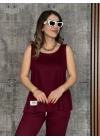 Kadın Askılı Yuvarlak Yaka Viskon Iki Iplik Bluz Ve Eşofman Altı Ikili Takım