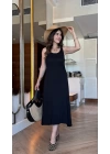 Kadın Askılı Yuvarlak Yakalı Viskon Elbise