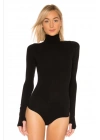 Kadın Balıkçı Yaka Boğazlı Parmak Geçmeli Ipek Jarse Bodysuit