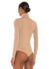 Kadın Bej Balıkçı Yaka Ipek Jarse Bodysuit