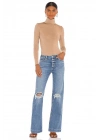 Kadın Bej Balıkçı Yaka Ipek Jarse Bodysuit