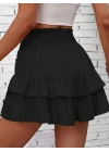 Kadın Beli Lastikli Eteği Fırfırlı Mini Etek