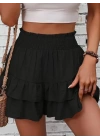 Kadın Beli Lastikli Eteği Fırfırlı Mini Etek