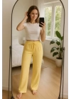 Kadın Beli Lastikli Pol Paça Pantolon