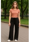 Kadın Beli Lastikli Pol Paça Pantolon