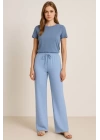 Kadın Beli Lastikli Pol Paça Pantolon