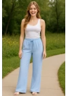 Kadın Beli Lastikli Pol Paça Pantolon