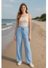 Kadın Beli Lastikli Pol Paça Pantolon