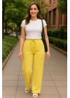 Kadın Beli Lastikli Pol Paça Pantolon