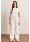 Kadın Beli Lastikli Pol Paça Pantolon