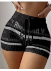 Kadın Belinden Bağlamalı Mini Triko Short