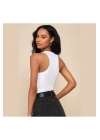 Kadın Beyaz Bisiklet Yaka Sıfır Kol Alttan Çıtçıtlı Çift Kat İpek Jarse Basic Tanga Bodysuit