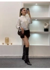 Kadın Beyaz Etnik Fisto Dantelli Tasarım Motifli Pamuklu Keten Pinterest Bohem Gömlek Bluz