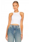 Kadın Beyaz Halter Yaka Sıfır Kol Esnek Sandy Kumaş Basic Crop Top Body Bluz