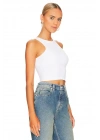 Kadın Beyaz Halter Yaka Sıfır Kol Esnek Sandy Kumaş Basic Crop Top Body Bluz