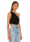 bysoca Kadın Siyah Büzgülü Tek Omuz Asimetrik Kesim Jarse Crop Top Büstiyer