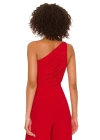 bysoca Kadın Kırmızı Büzgülü Tek Omuz Asimetrik Kesim Jarse Crop Top Büstiyer