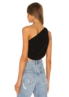 bysoca Kadın Siyah Büzgülü Tek Omuz Asimetrik Kesim Jarse Crop Top Büstiyer
