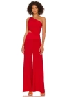 bysoca Kadın Kırmızı Büzgülü Tek Omuz Asimetrik Kesim Jarse Crop Top Büstiyer