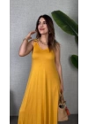 Kadın çan Dokuma Kumaş V Yaka Asimetrik Kesim Elbise