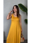 Kadın çan Dokuma Kumaş V Yaka Asimetrik Kesim Elbise