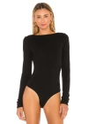 bysoca Kadın Siyah Çift Taraflı Giyilebilir Kayık ve Kare Yaka Uzun Kollu İpek Jarse Bodysuit