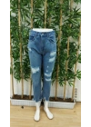 bysoca Kadın Yüksek Bel Yırtık Detaylı Paçası Püsküllü Dar Kesim Cepli Denim Jean Pantolon - Mavi