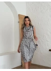 Kadın Degaje Yaka önden çapraz Detay Saten Midi Elbise