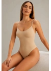 Kadın Ten İnce Ayarlanabilir Askılı Dikişsiz Toparlayıcı Korse Body Şekillendirici U Yaka Body