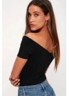 Kadın Düşük Omuz Ipek Jarse Bodysuit