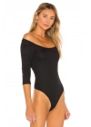 bysoca Kadın Siyah Straplez Düşük Omuz Fakir Kol Kaşkorse Tanga Bodysuit
