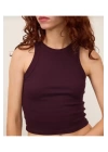 Kadın Fitted Halter Yaka Fitilli Kaşkorse Basic Düz Atlet Crop