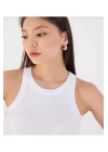 Kadın Fitted Halter Yaka Fitilli Kaşkorse Basic Düz Atlet Crop